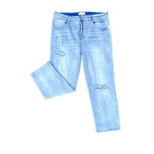 Risen high rise light straight cropped jeans plus size 2XLx27.5"